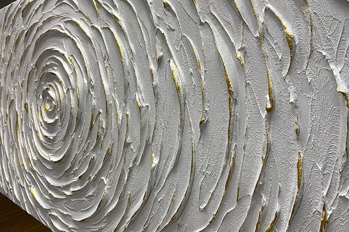 ART8YUQI Paintings - Contemporary Abstract Art Oil Painting On Canvas Texture 3D White painting Handmade Artwork Picture Canvas Wall Art Modern Home Decor living room Ready to Hang 24x48inch