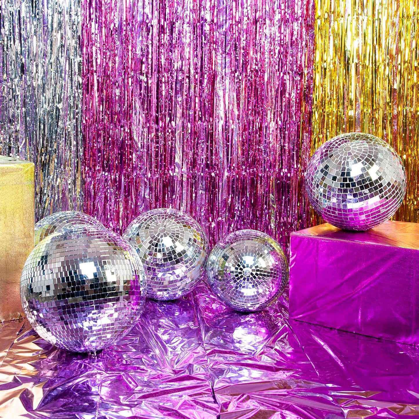 Self Adhesive Mosaic Tiles, 3200 Pieces Disco Ball Tiles, 5 x 5 mm Glass Mirror Mosaic Tiles, Square Mirror Tiles Sticker for DIY Vase, Art Collage, Photo Frames, Home Party 2 Rolls (Purple)