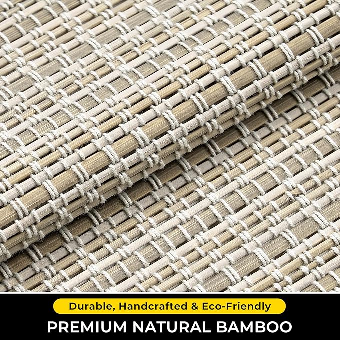 UNISHADES Cordless Bamboo Roman Shades, 39×64 in, Greystone | Thin Bamboo Strip Weaving Technique, Light Filtering without obstructing the view