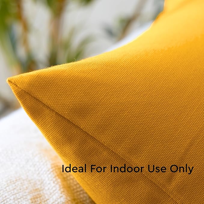 Encasa XO Throw Pillow Covers 18x18 in Set of 2 Mango | No Inserts | Cotton Pillow Covers for Living Room, Bed, Sofa, Couch | Decorative Cushion Covers with Improved Zipper