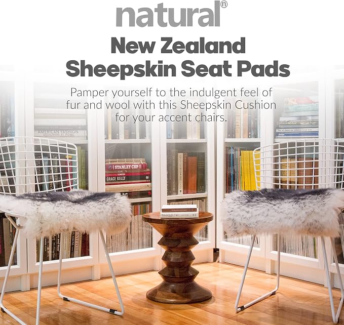 Natural Sheepskin Chairpad with Non-Slip Backing | 100% Real New Zealand Wool Sheepskin for Car Seat, Accent Chair, or Vanity Chair, Gradient Grey 1 Count (Pack of 1)
