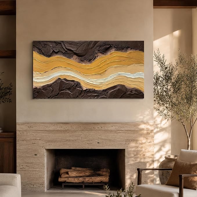 Acocifi Earth Tone Abstract Canvas Wall Art 40"x20", Textured Painting | Textured Neutral Canvas Painting, Modern Minimalist Wall Decor for Living Room Bedroom Office Home Decor, Easy To Hang