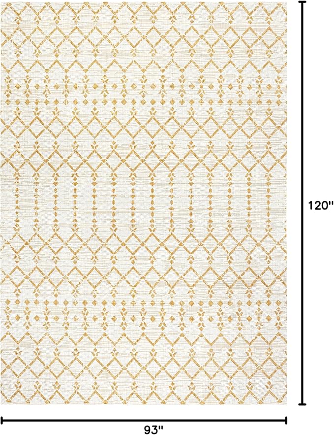 JONATHAN Y Moroccan Geometric Indoor Outdoor Area Rug 8X10 Cream/Yellow, Ourika Textured Weave for Backyard, Patio, Porch, Easy-Cleaning, High Traffic, Pet-Friendly, Non-Shedding (SMB108J-8)