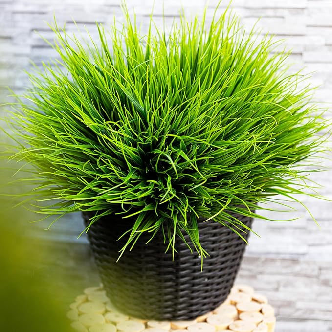 AXYLEX Artificial Monkey Grass Outdoor Shrubs - 20 Bundles Fake Plants UV Resistant No Fade Faux Plastic Greenery Home Garden Porch Patio Decoration Office Indoor (Green Grass)