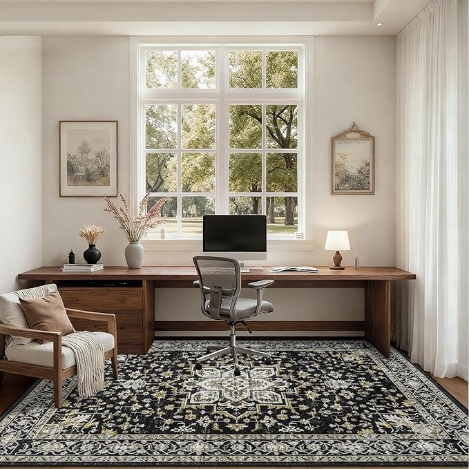 Area Rugs 10x14 Living Room Rug: Washable Rug Soft Vintage Boho Carpet Indoor Floor Non-Slip Stain Resistant Large Carpets for Bedroom Dining Room Farmhouse Nursery Home Office Beige
