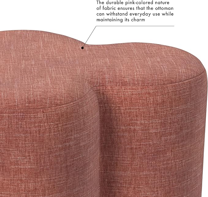 HomePop Upholstered Clover Shaped Ottoman|HomePop Home Décor|Foot Rest Ottoman - Pink Chenille
