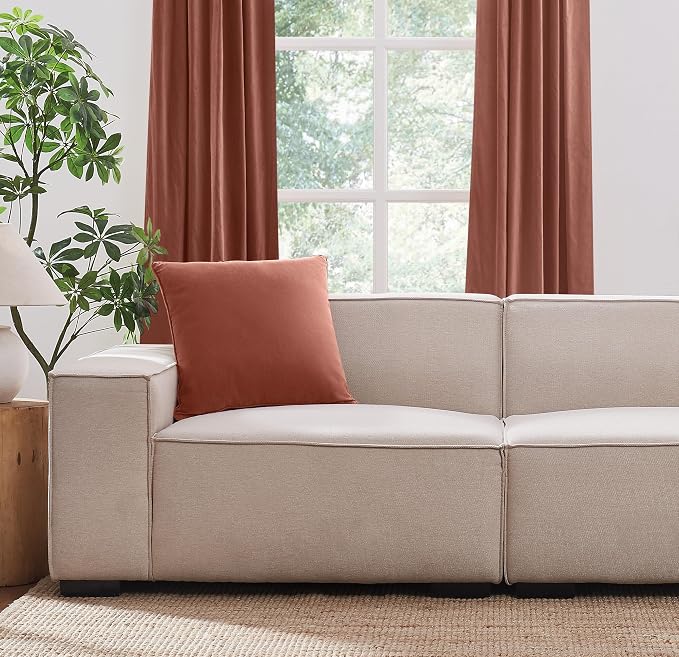 Brooklyn Loom Matte Cotton Velvet 20x20 Rust Decorative Pillow
