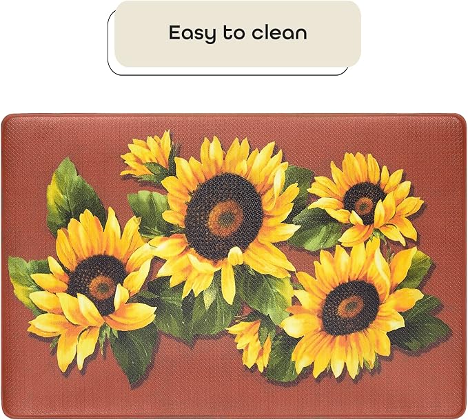 Anti-Fatigue Floor Comfort Mat - 18 x 30 Inch (Black Eyed Susan) - Waterproof Non-Slip Rug - Easy to Clean Cushioned Mat for Kitchen, Bathroom, Standing Desk & Office - Achim Home Decor (Pack of 2)