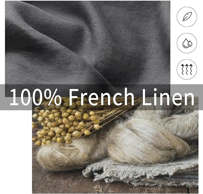 ATLINIA 100% Linen Pillowcases Set of 2, Euro Size 26" x 26" Pillow Case, Linen Pillow Sham Dark Grey