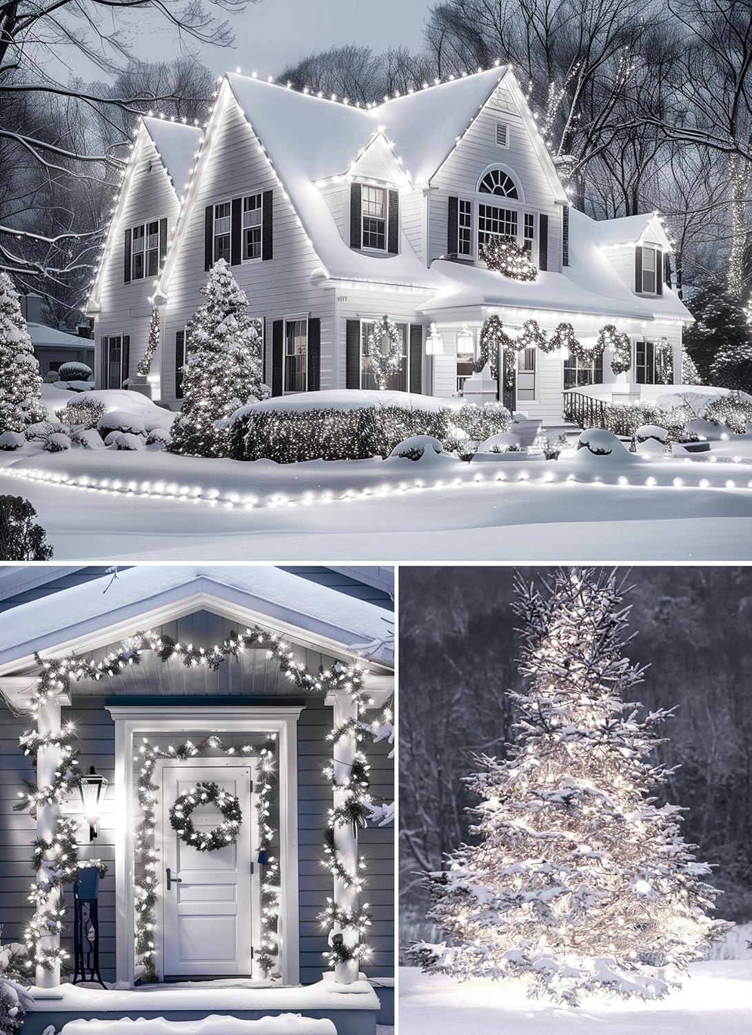 Brightown Outdoor Christmas Lights, 100 Ft C9 LED Commercial String Lights with Pure White Strawberry C9 Bulbs, Waterproof Connectable UL Certified C9 Lights for Indoor Yard Xmas Tree House Decor