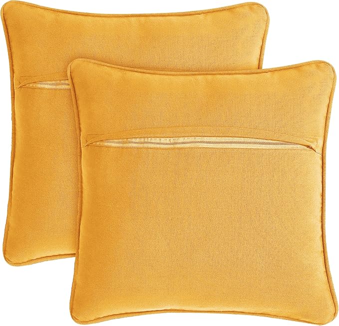 Boho Living Jada Premium Woven Design, Decorative Throw, Living Room Décor, (2) 20" x 20" Pillow Covers, Mustard Yellow 2 Count