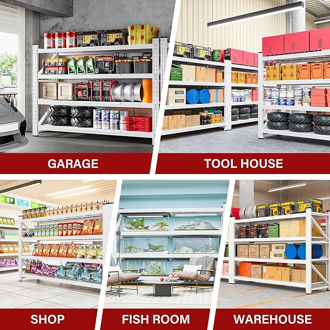 SISESOL 5000LBS Heavy Duty Garage Shelving Units,60" Wide & Deep Storage Shelves,White Metal Garage Shelves,Large Storage Rack,Steel Shelf,Industrial Shelving for Shop,Warehouse,60" W x 24" D x 70" H