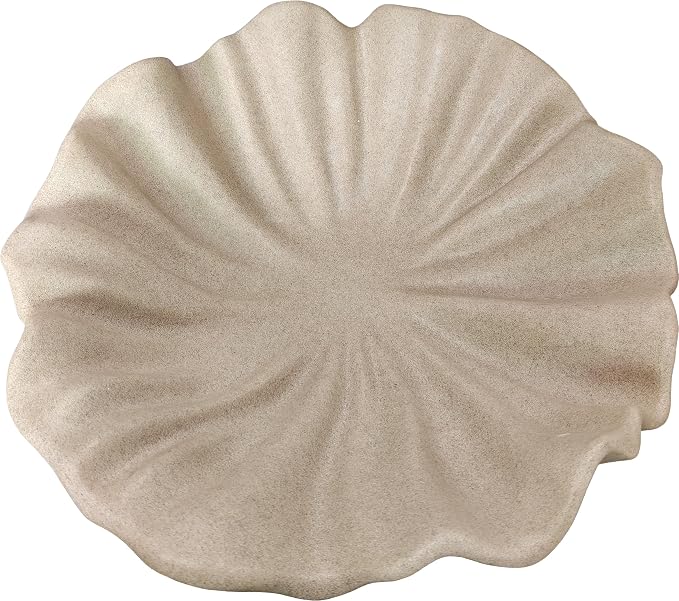 16.34" Large Sandstone Decorative Bowl Decor, Scalloped Pedestal Bowls for Modern Home Decor, Ruffle Decor,Stylish Key Bowl for Entry Table, Decorative Fruit Bowl for Kitchen Counter, Beige