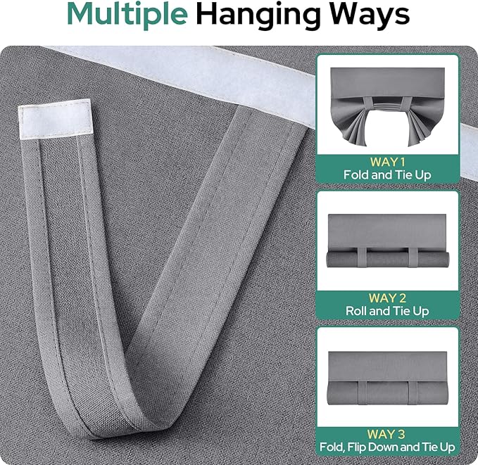HOMEIDEAS 100% Linen Blackout French Door Curtains, Privacy Door Window Curtains, 26 X 40 Inch Room Darkening Blinds, Thermal Insulated Shades for Bedroom, 1 Panel, Dark Grey