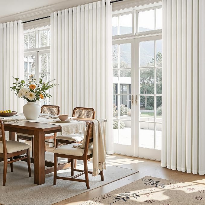 Extra Wide 100 Inch Linen Grommet Curtains 9FT for Living Room Bedroom Room Divider Curtain Cream Neutral Light Filtering Sheer for Large Window Privacy Drapes Ceiling to Floor Natural Ivory 100x108