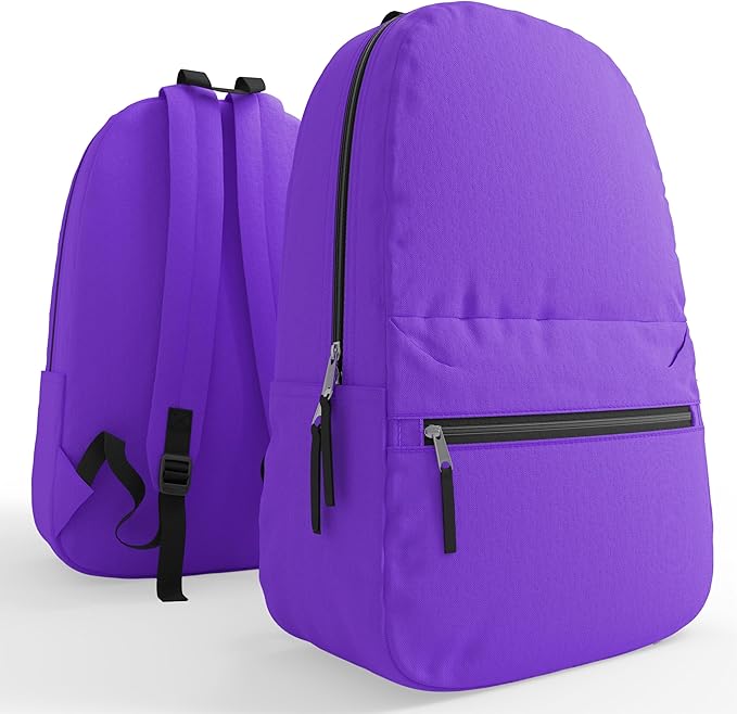 50 Pack Bulk Backpacks, Wholesale 17-Inch Lightweight Bookbags for Kids, Adults, School, Classroom, Travel, Gym Supplies with 1 Large, 1 Small Pocket, Perfect for Events, Corporate Bundles, Black