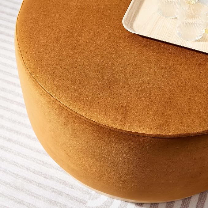 Modway Large 29" Round Performance Velvet Upholstered Upholstered Ottoman