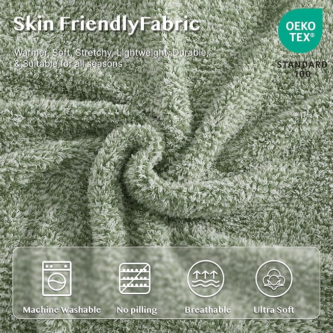 WRENSONGE Soft Twin Blanket for Bed-Cozy Warm Reversible Knitted Blankets | Lightweight Fluffy Decor for Women, Mom, Her & Girls, Sofa, Chair, Couch, 60x80in,Cationic Dyeing Green