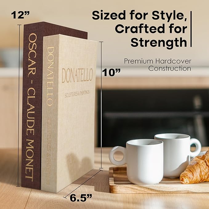 Decorative Books for Home Decor – Set of 2 Linen Faux Books & Fake Book Storage – Shelf, Coffee Table, Bookshelf, Entryway & Mantel Decor – Hidden Magnetic Keepsake Box