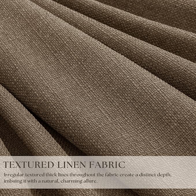Light Brown 100% Blackout Linen 100 Inch Curtains 2 Panels for Bedroom Modern Latte Pinch Pleated Latte Linen Insulated Heavy Curtain 40 x 100 Inches Length Sliding Glass Door Room Darkening Drapes