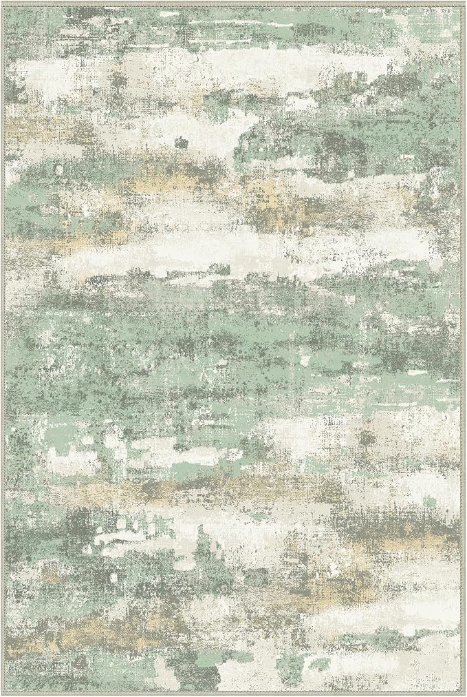 BEIMO 2x3 Rugs for Entryway Entrance Kitchen Bathroom, Machine Washable Modern Abstract Soft Area Rug Door Mat, Low Pile Indoor Floor Carpet with Non Slip Backing, Light Green