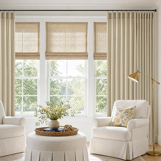 70 Inch Wide Oatmeal Pinch Pleated Curtains 92 Inch Long for Large Windows Farmhouse Light Filtering Linen Textured Door Curtains for Tracks Sand Memory Trained Floor Length Drapes for Living Room