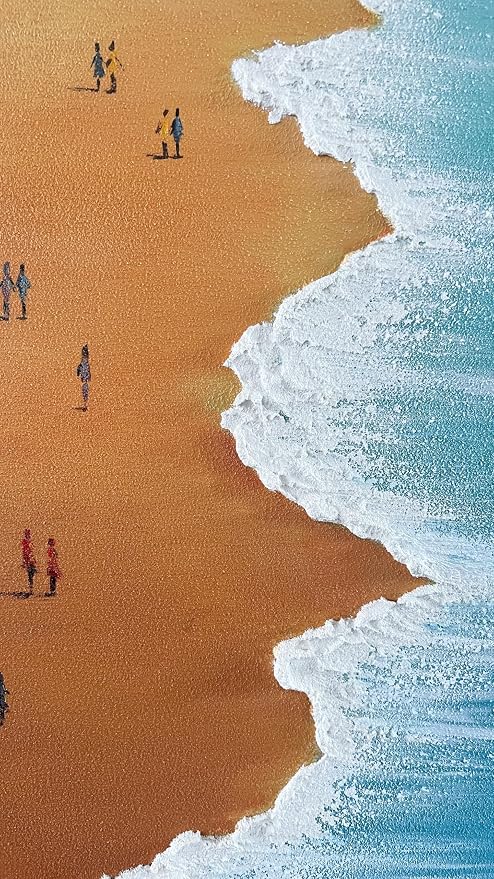YaSheng Art - 24x48inch landscapes Abstract Art Painting Oil Painting on Canvas Texture Blue Ocean scenery sandbeach Paintings HandMade Canvas Wall Art Paintings Modern Home Decor Art Living room sofa bedroom dining room hanging pictures