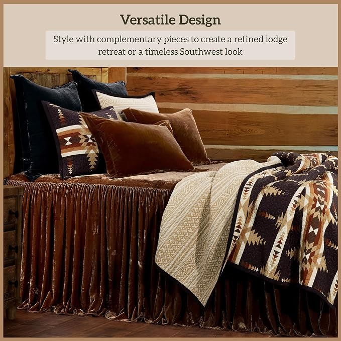 Paseo Road Yosemite Western Bedding 3 Piece Quilt Set with Pillow Shams, Queen Aztec Bedding Set, Tribal Southwestern Bedding, Geometric Pattern Cotton Reversible Bed Set