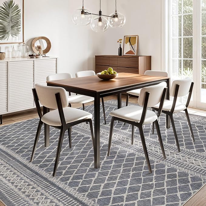 cotiled 5x8 Area Rug Living Room: Washable Boho Rugs with Non Slip Backing Large Soft Indoor Stain Resistant Carpet for Bedroom Farmhouse Dining Room Lightweight Home Decor Charcoal Grey