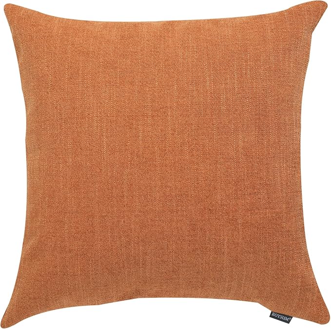 BOYSUM Set of 2 Leather Throw Pillow Covers Cotton Linen Decor Patchwork Pillow Cover Faux Leather Pillows Cover for Couch Sofa Living Room Bedroom,Orange 16"x16"