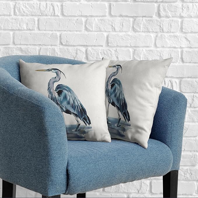 Heron Pillow Covers Pelican Throw Pillow Covers 16x16 Set of 2 Summer Bird Pattern Double Sided Printing Pillow Case for Farmhouse Patio Living Room, Cotton Linen