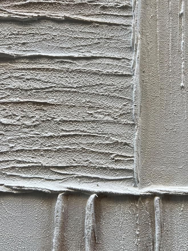 Hand-Painted Thick Texture Art Oil Painting in White and tan Abstract Art Painter House Wall Deco Art 40x28 inches