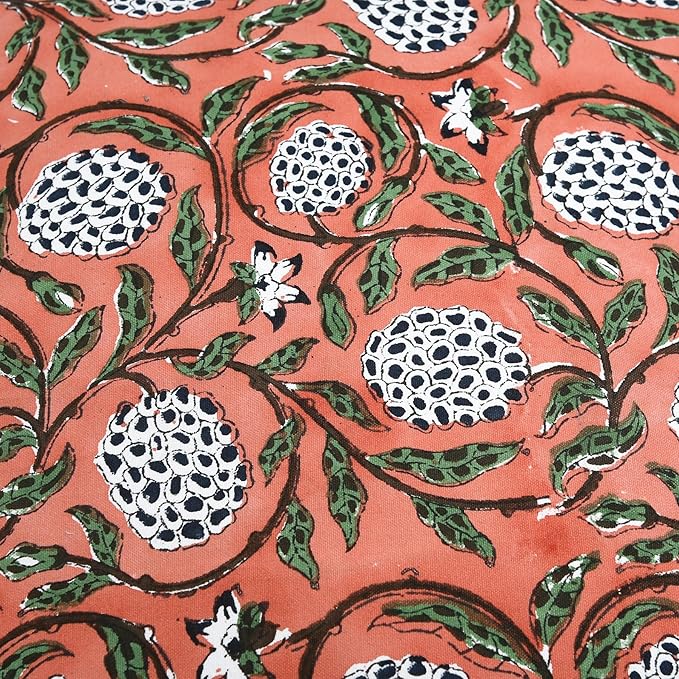 Ridhi Block Print Dark Salmon Pink Pillow Cover 18" x 18" (Pack of 2) Decorative Couch Pillows for Living Room, Chic Boho Cute Outdoor Pillows Covers Gifts for Spring, Easter and Valentine