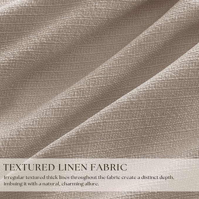 60 Inch Extra Wide 100% Blackout Curtains 90 Inches Long 1 Panel for Bedroom, Burlywood Birch Memory Trained Pleated Thick Linen Thermal Noise Reducing Windows Curtain Light Blocking Drapes 60x90