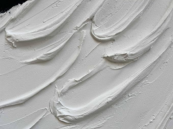 Creespi Large Hand Painted Black and White Thick Textured Wall Art 30x45 inch,Modern Minimalist Abstract Oil Painting On Canvas for Wall Decoration
