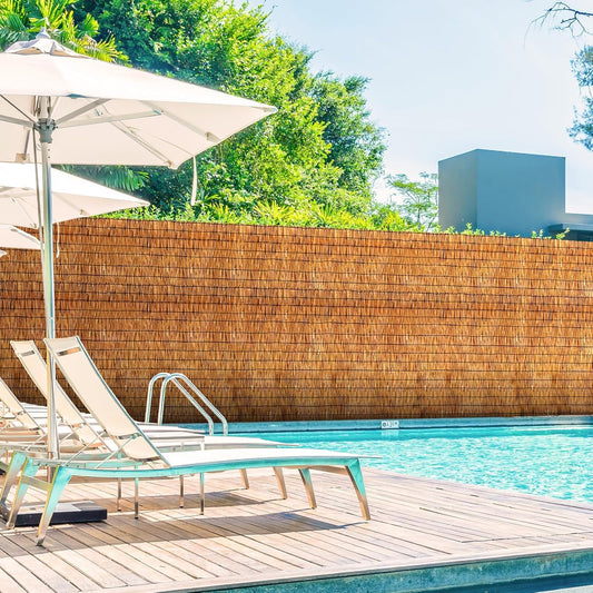 Natural Reed Fencing Rolls,6FT X 16.4FT Reed Screen Curtain Fence Covering Privacy Bamboo for Outdoor Backyard Patio Garden Decorative Fence (Brown)