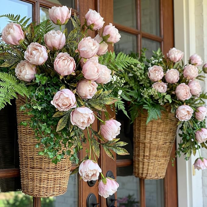Thiccywoov 12 Pcs Faux Peony Stems Flowers Bulk Vintage Artificial Silk Peonies Stems Real Look Fake Peonies Branches for Vase Filler DIY Bouquet Centerpieces Home Indoor Outdoor Decorations