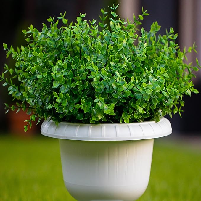 AXYLEX Fake Plants Flowers Outdoor Artificial Shrubs - 16 Bundles UV Resistant No Fade Faux Plastic Greenery Home Garden Porch Patio Decoration Office Indoor (Green)