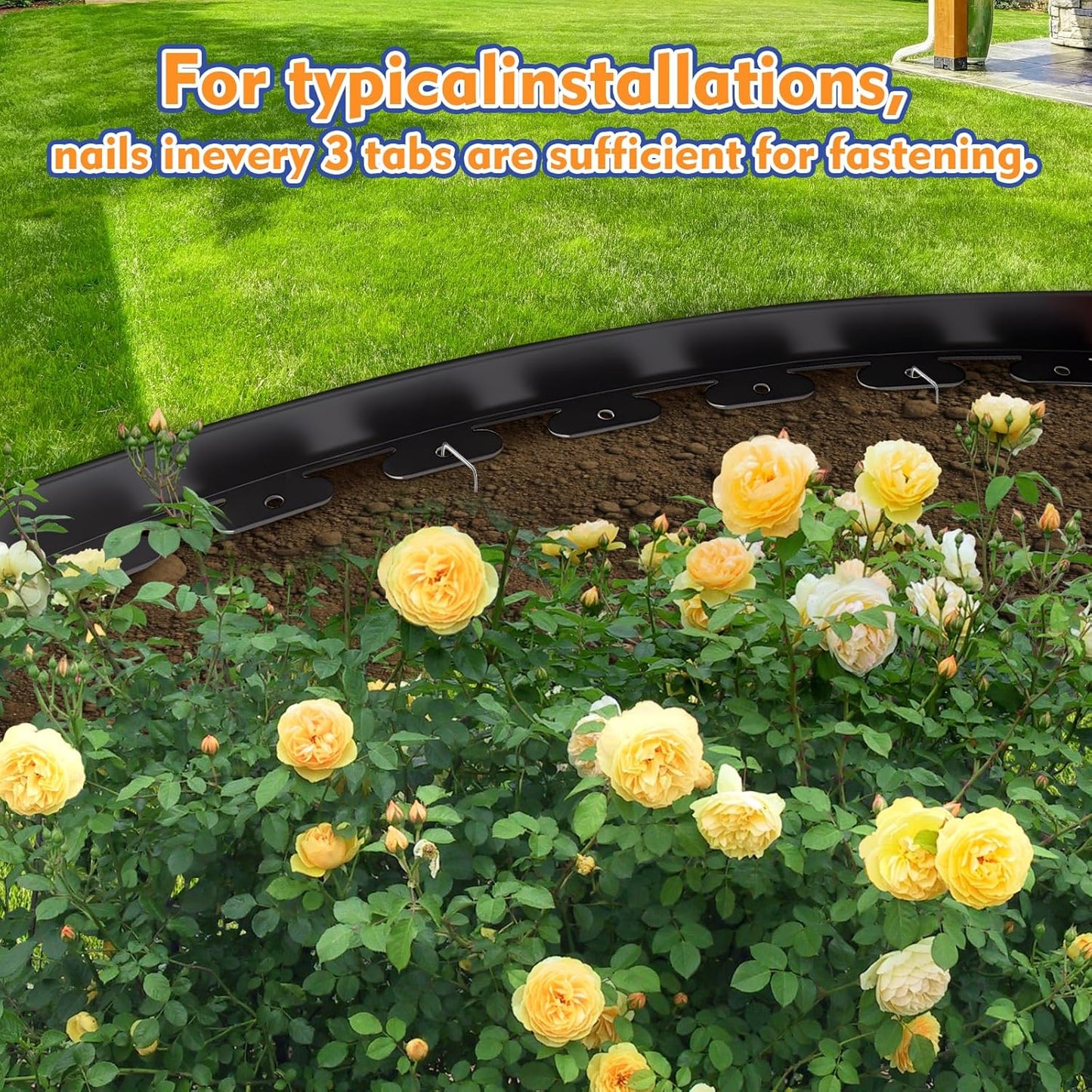 1.5 Inch x 40 FT (Multiple Sizes Available) Landscape Edging, Garden Edging Borders with 40pcs Upgrade Stakes, Flexible No Dig Plastic Garden Border for Lawn, Landscaping, Flower Beds and Yard