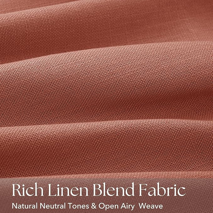Terracotta Pinch Pleated Linen Curtains 102 Inch Length 2 Panels for Living Room Bedroom Textured Semi Sheer Drapes Pinch Pleat Rings Window Curtain 40x102