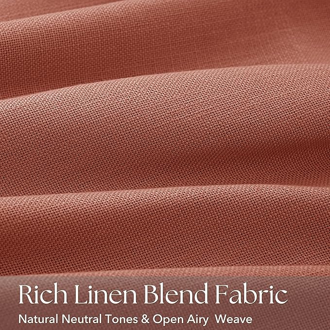 Terracotta Pinch Pleated Linen Curtains 120 Inch Length 2 Panels for Living Room Bedroom Textured Semi Sheer Drapes Pinch Pleat Rings Window Curtain 40x120