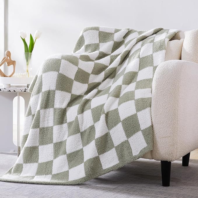 WRENSONGE Soft Queen Blanket for Bed-Cozy Warm Reversible Knitted Blankets | Lightweight Fluffy Decor for Women, Mom, Her & Girls, Sofa, Chair, Couch, 90x90in, Sage Green