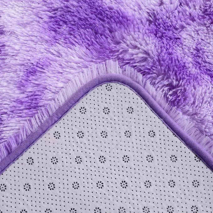 AROGAN Soft Rainbow Area Rugs for Girls Room 2x6 Feet, Fluffy Girls Bedroom Rugs, Princess Rug, Cute Colorful Carpet for Kids Teens Nursery Toddler （Purple）
