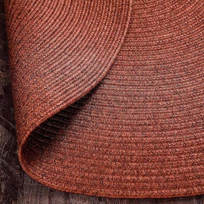Superior Indoor Outdoor Area Rug, Handwoven Reversible Braided Home Decor for Living Room, Kitchen, Entryway, Patio, Front Porch, Deck, Modern, Boho, Farmhouse Style, 5' x 8', Brick