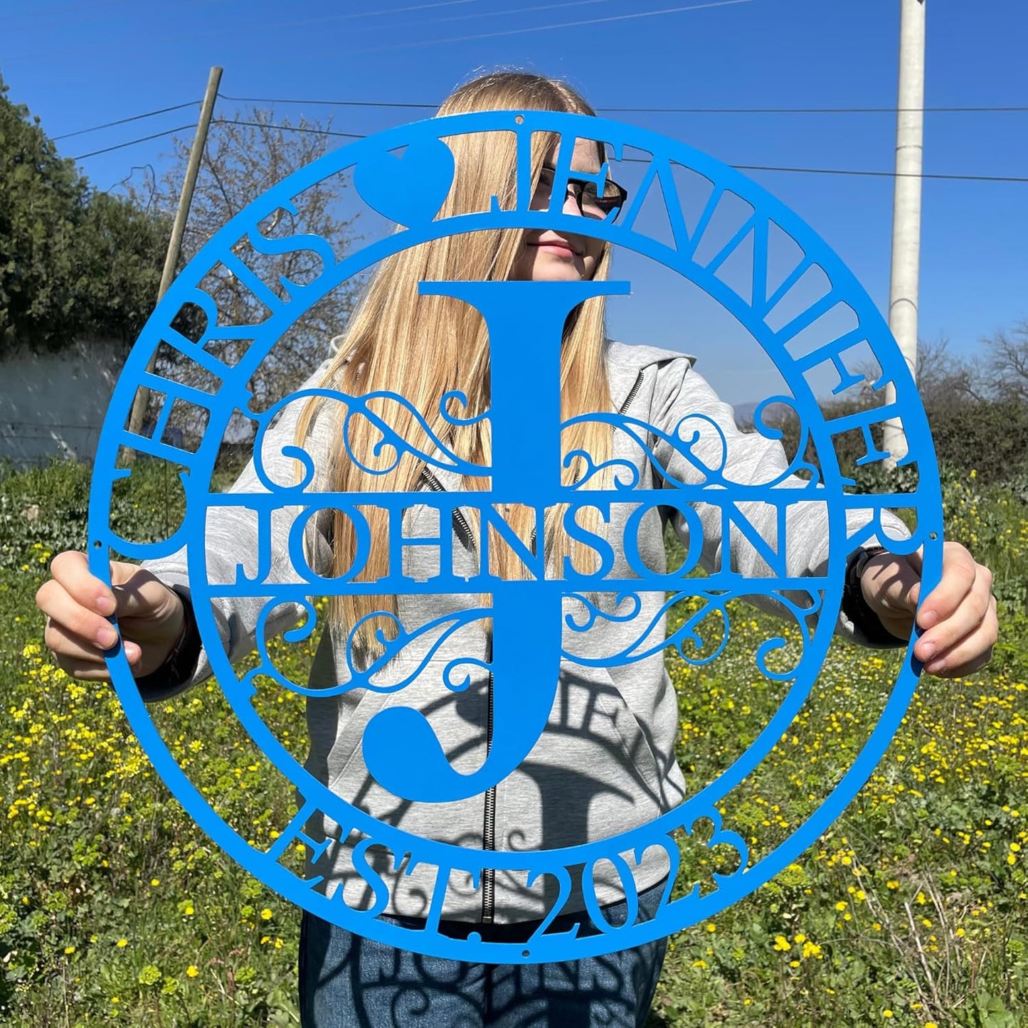 Personalized Family Name Sign with Heart, Split Letter Monogram Wall Art Decor, Durable Steel Family Last Name Decor, Custom Signs Indoor or Outdoor, Personalized Wedding Gifts, Housewarming Gift