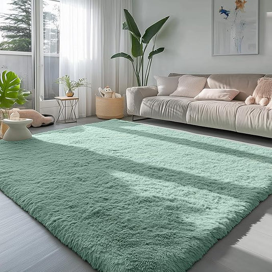PAGISOFE Sage Green Rugs for Living Room, 5x7 Ft Shaggy Rug Plush Fuzzy Carpet for Bedroom,Green Kids Rug Home Decor Aesthetic,Non-Slip Floor Rugs for Nursery Decor Girls Boys Playroom