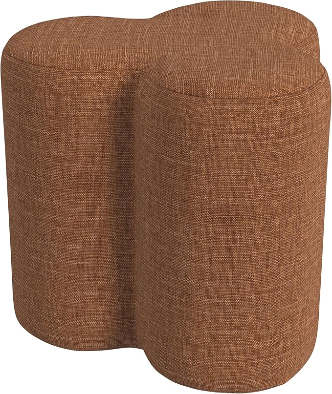 HomePop Upholstered Clover Shaped Ottoman|HomePop Home Décor|Foot Rest Ottoman - Rust Orange Chenille