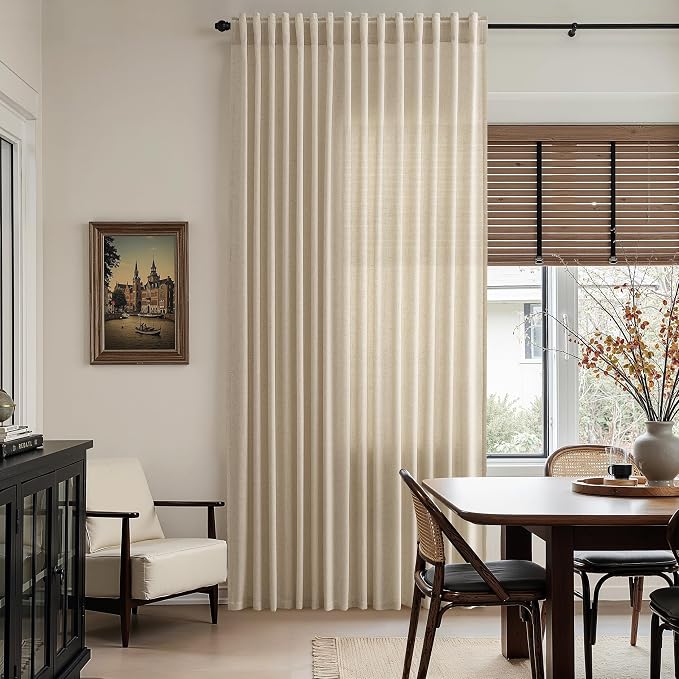 Nanspring Taupe Burlywood Curtains 72 Inches Long for Living Room Burlap Linen Textured Light Filtering Semi Sheer Curtains Back Tab Privacy Country Farmhouse Curtain for Bedroom 52x72, 2 Panels