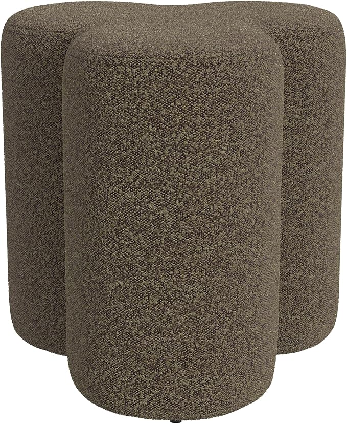 HomePop Upholstered Clover Shaped Ottoman|HomePop Home Décor|Foot Rest Ottoman - Dark Brown Boucle
