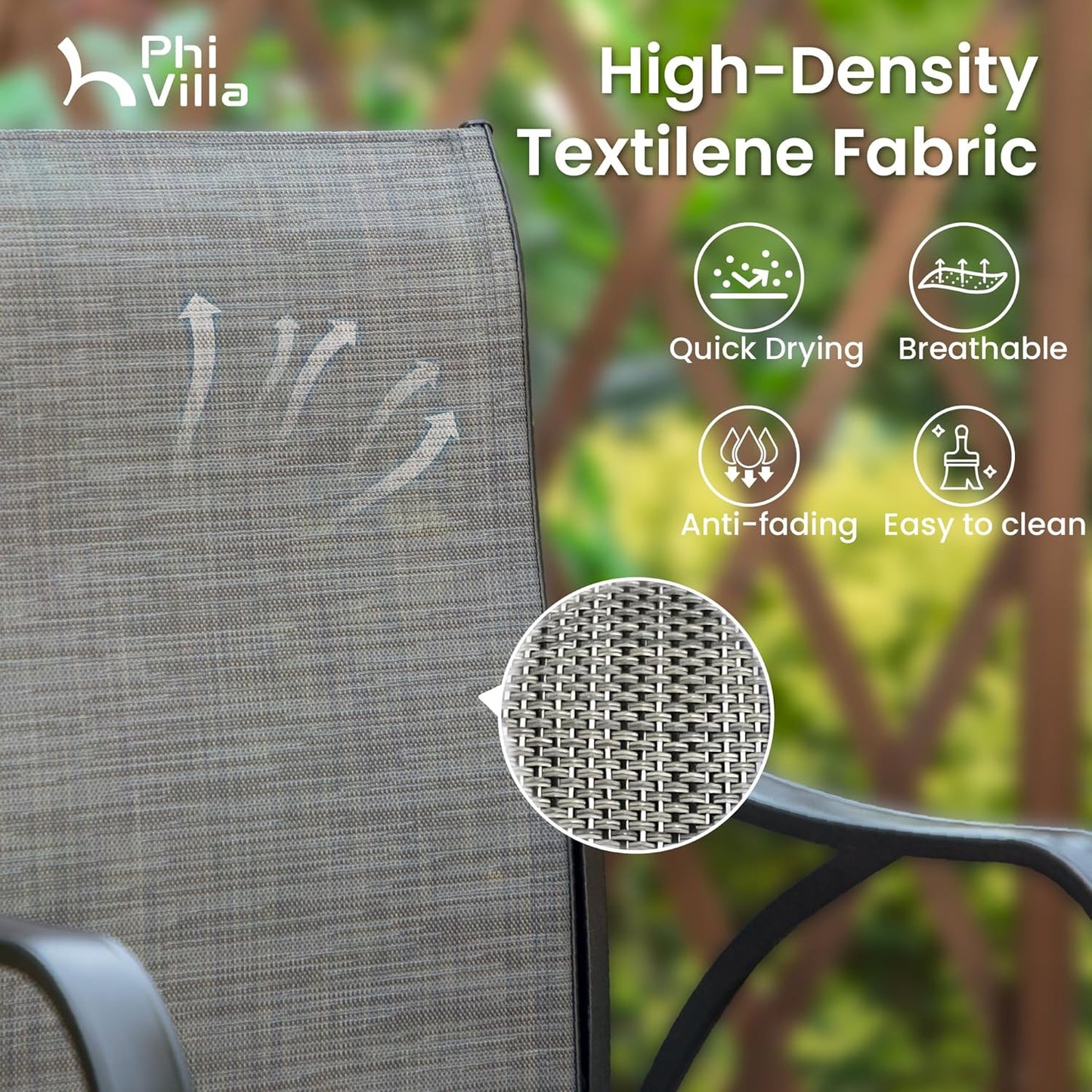 PHI VILLA 7 Piece Outoor Bar Dining Set, High Top Patio Bar Table and Chairs Set with 6 Outdoor Swivel Bar Stools & 40" Outdoor Bar Table for Yard, Garden and Terrace, Grey